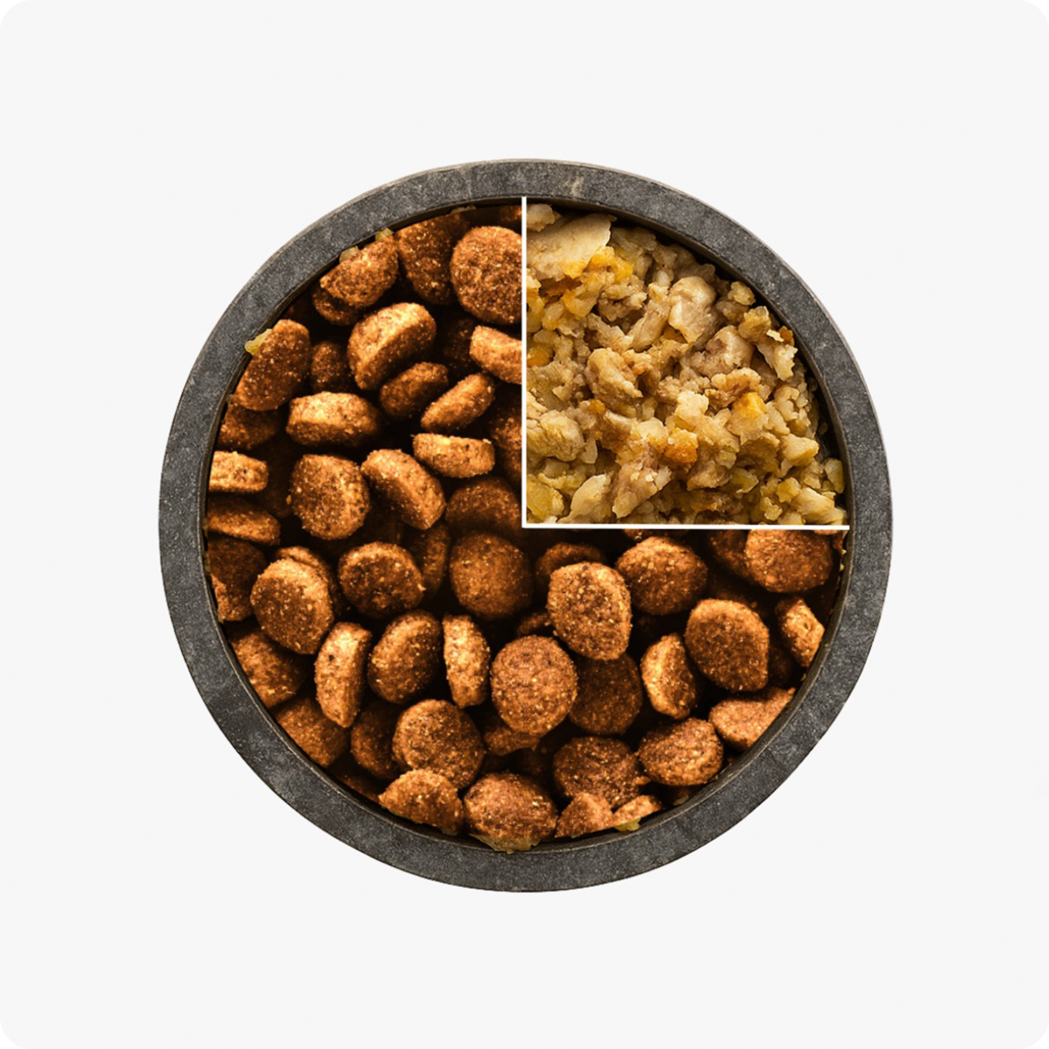 Proporção da tigela: 25% de alimentação natural