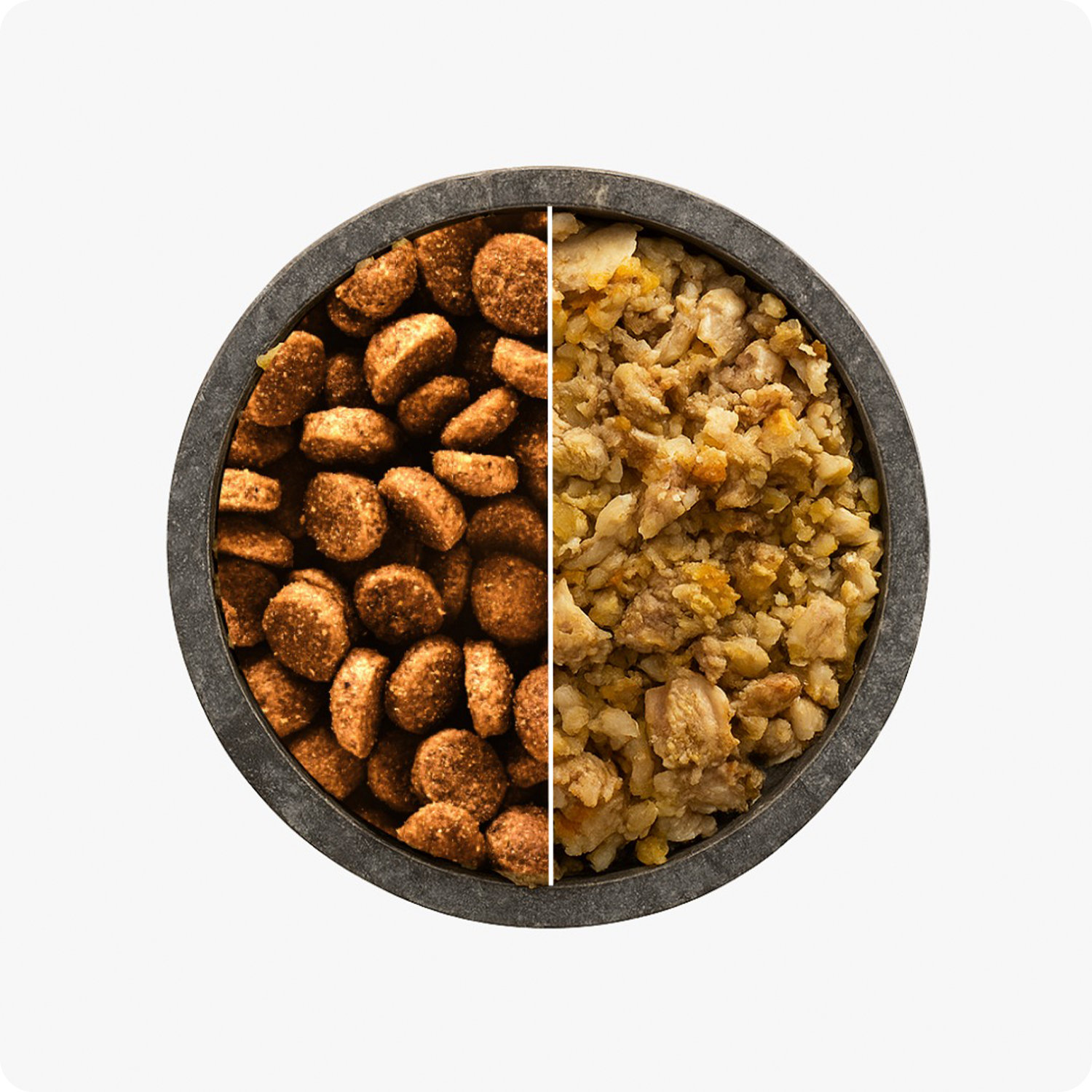 Proporção da tigela: 50% de alimentação natural